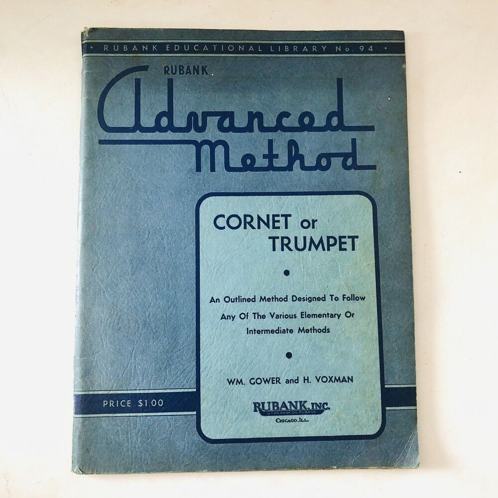 Vintage 1940s Trumpet Cornet Advanced Method Sheet Music Study Song Book Rubank